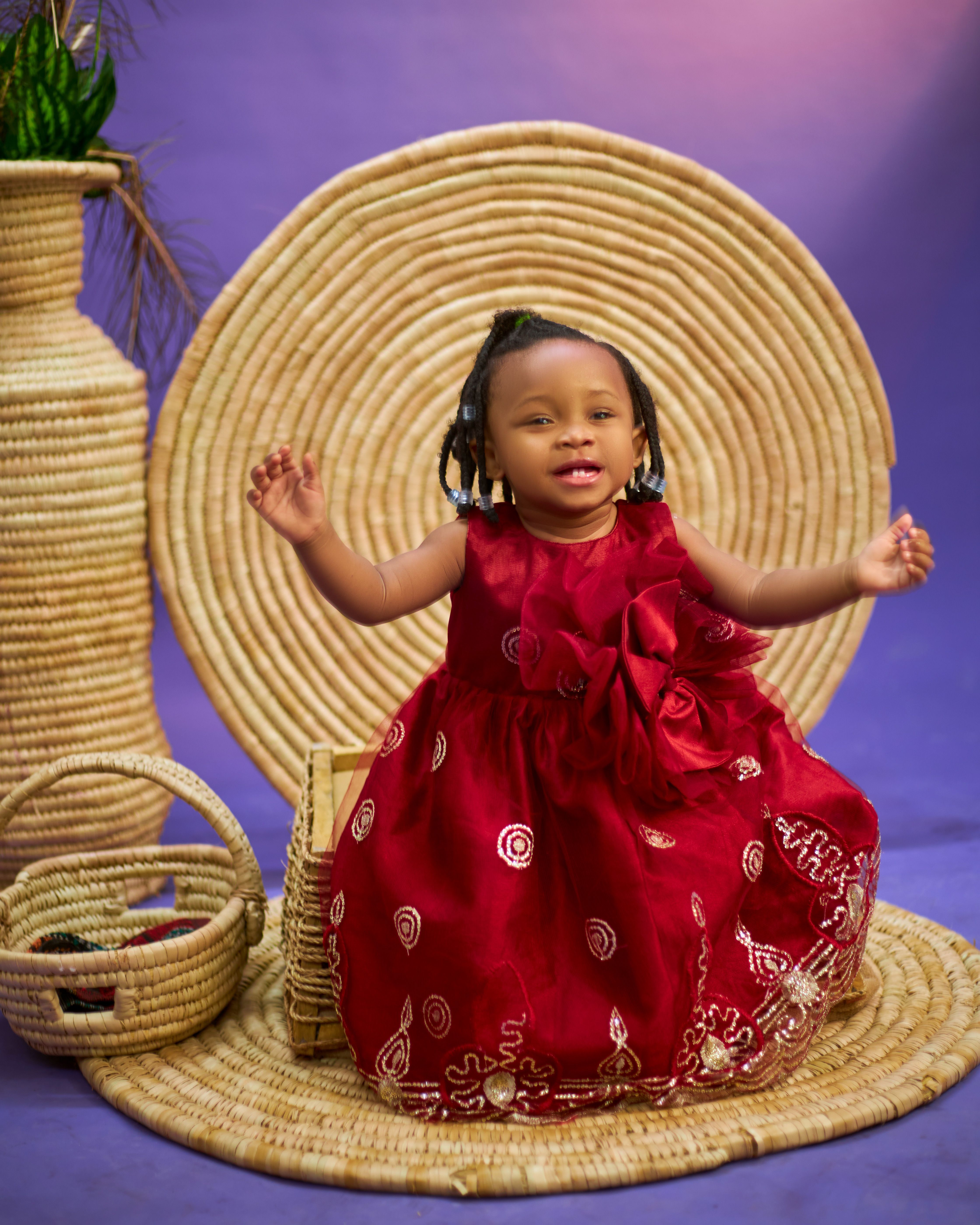Most Beautiful Printed Summer Dress For New Born Baby In Red Color main image 1