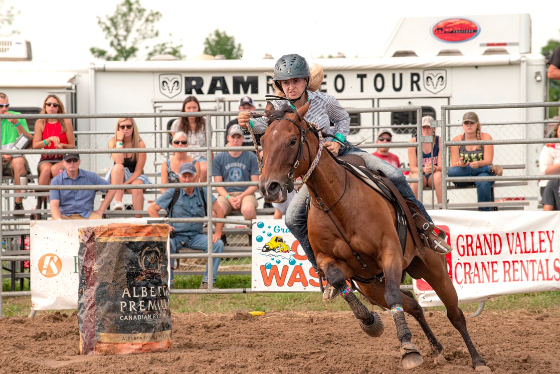 Barrel Racers Rodeo Dynamic Barrel Racing Action at Rodeo Event · Free Stock Photo