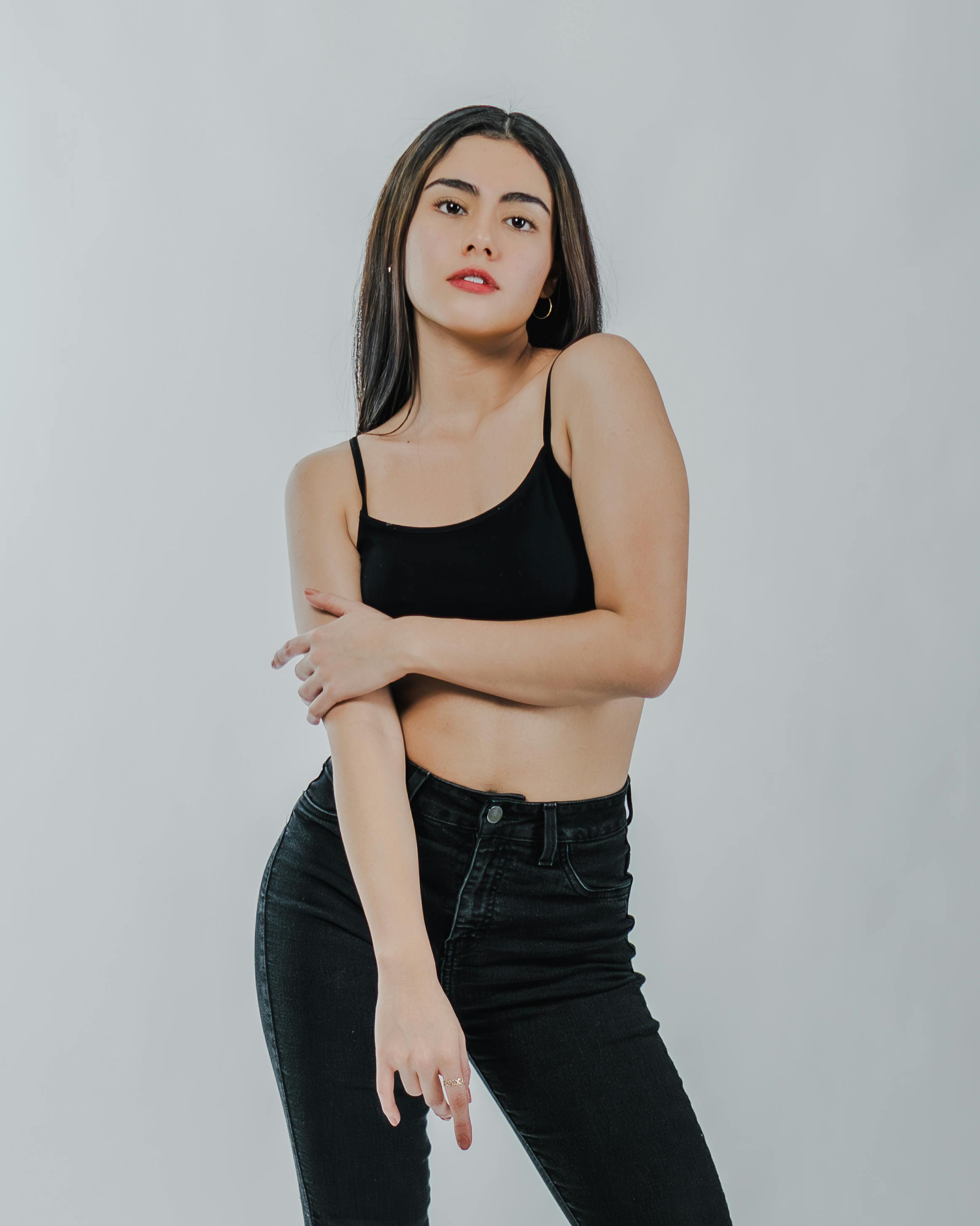 elegant portrait of a stylish woman in black
