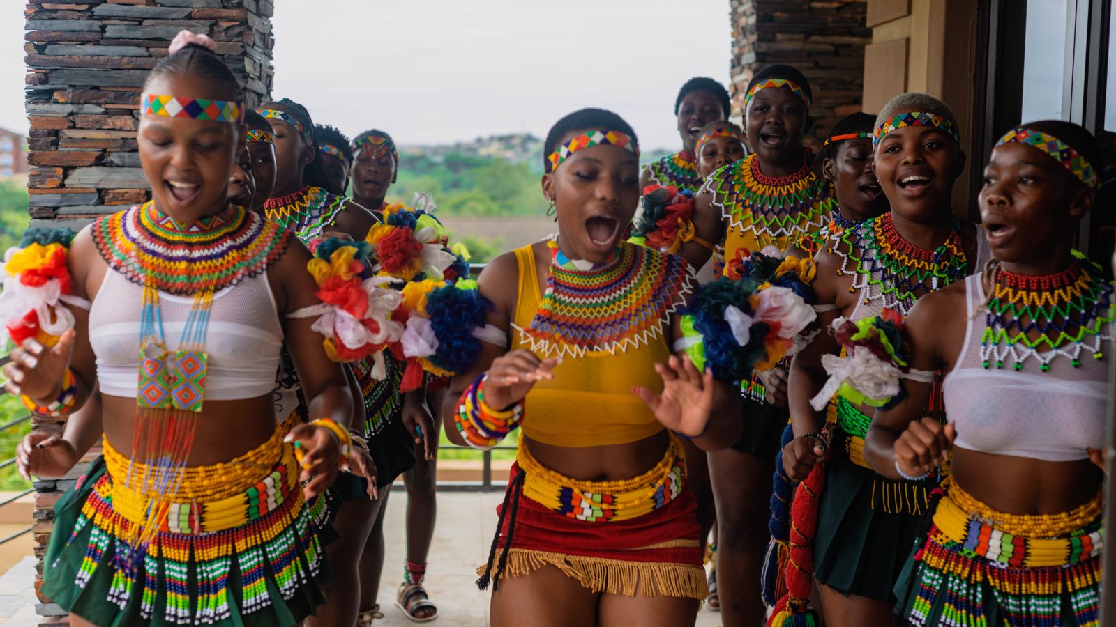 Vibrant zulu cultural dance celebration outdoors, South Africa