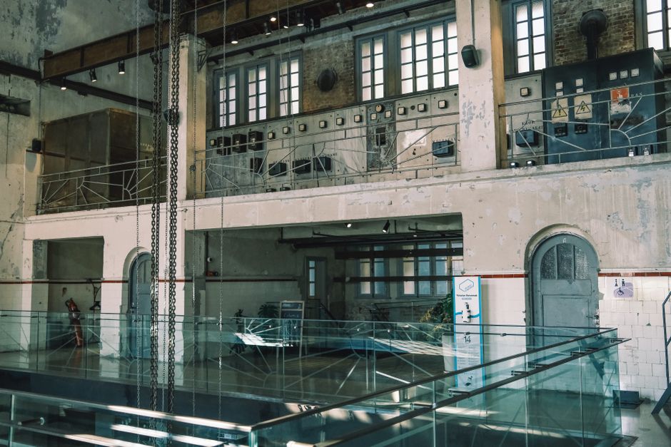 Interior of Seaplane Harbour Museum in Tallinn, Estonia, showcasing historic vessels
