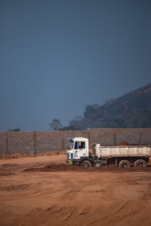 Free A dump truck at a construction site in Federal Capital Territory, Nigeria Stock Photo