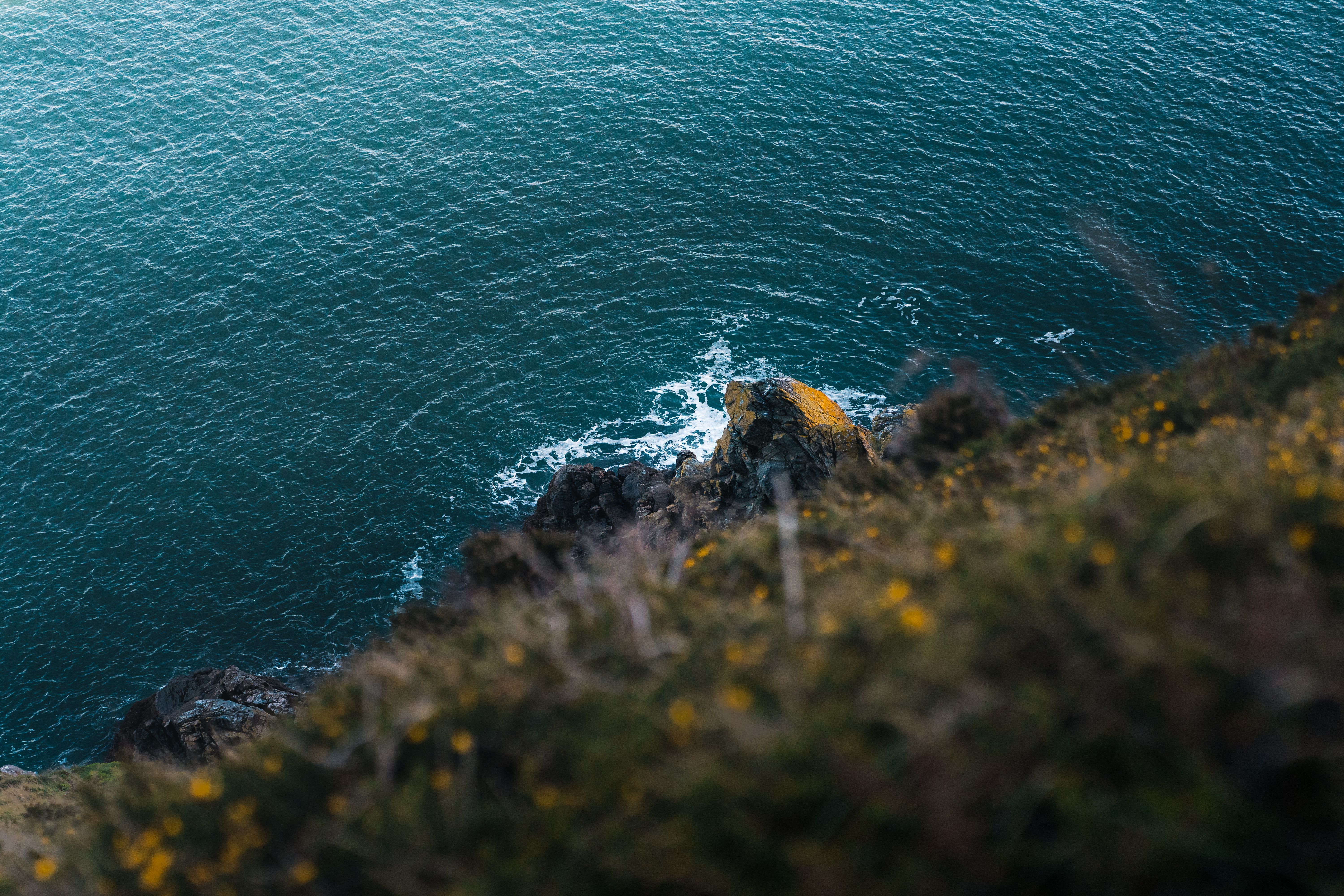 Aerial View of Cliffs Overlooking Ocean Waves · Free Stock Photo