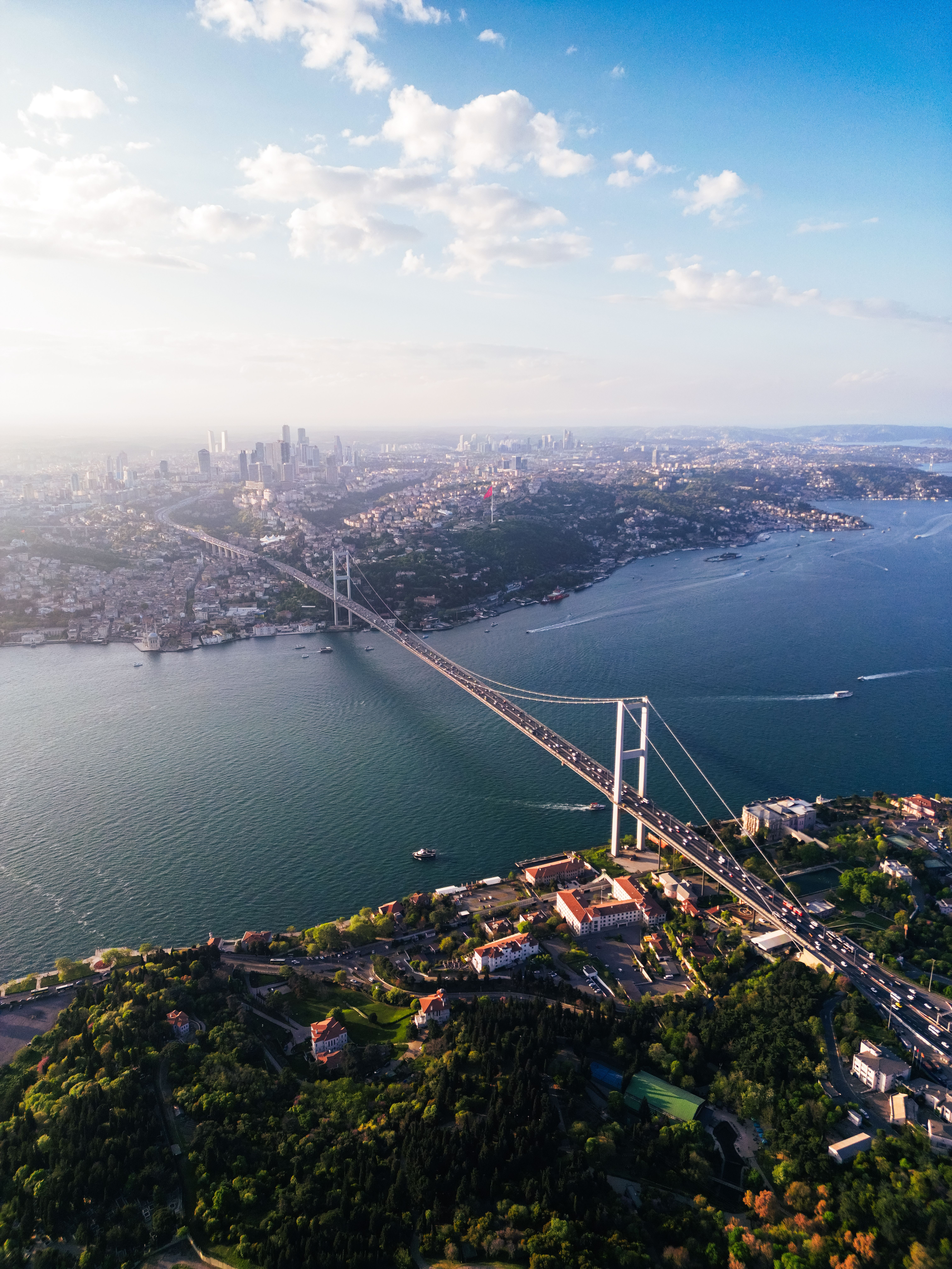 Aerial View of Istanbul's Iconic Bosphorus Bridge · Free Stock Photo