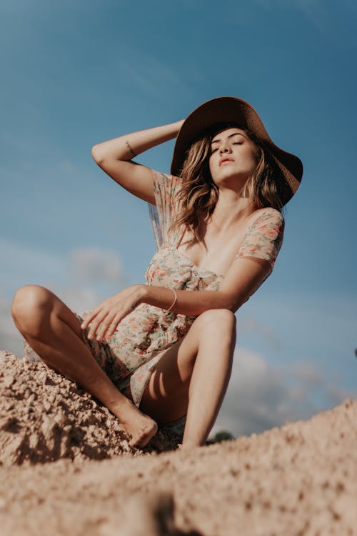 Free Woman Wearing A Floral Dress Stock Photo