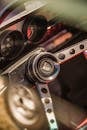 Vintage Car Steering Wheel Close-up