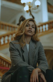 一位身着经典西装外套的自信女性肖像