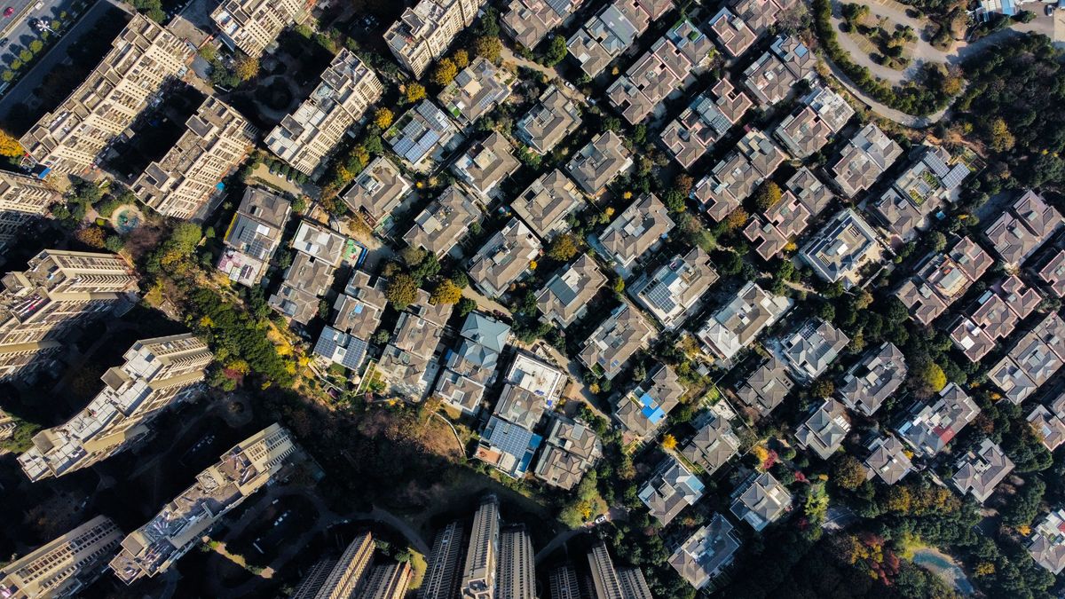 Aerial view of a planned residential township