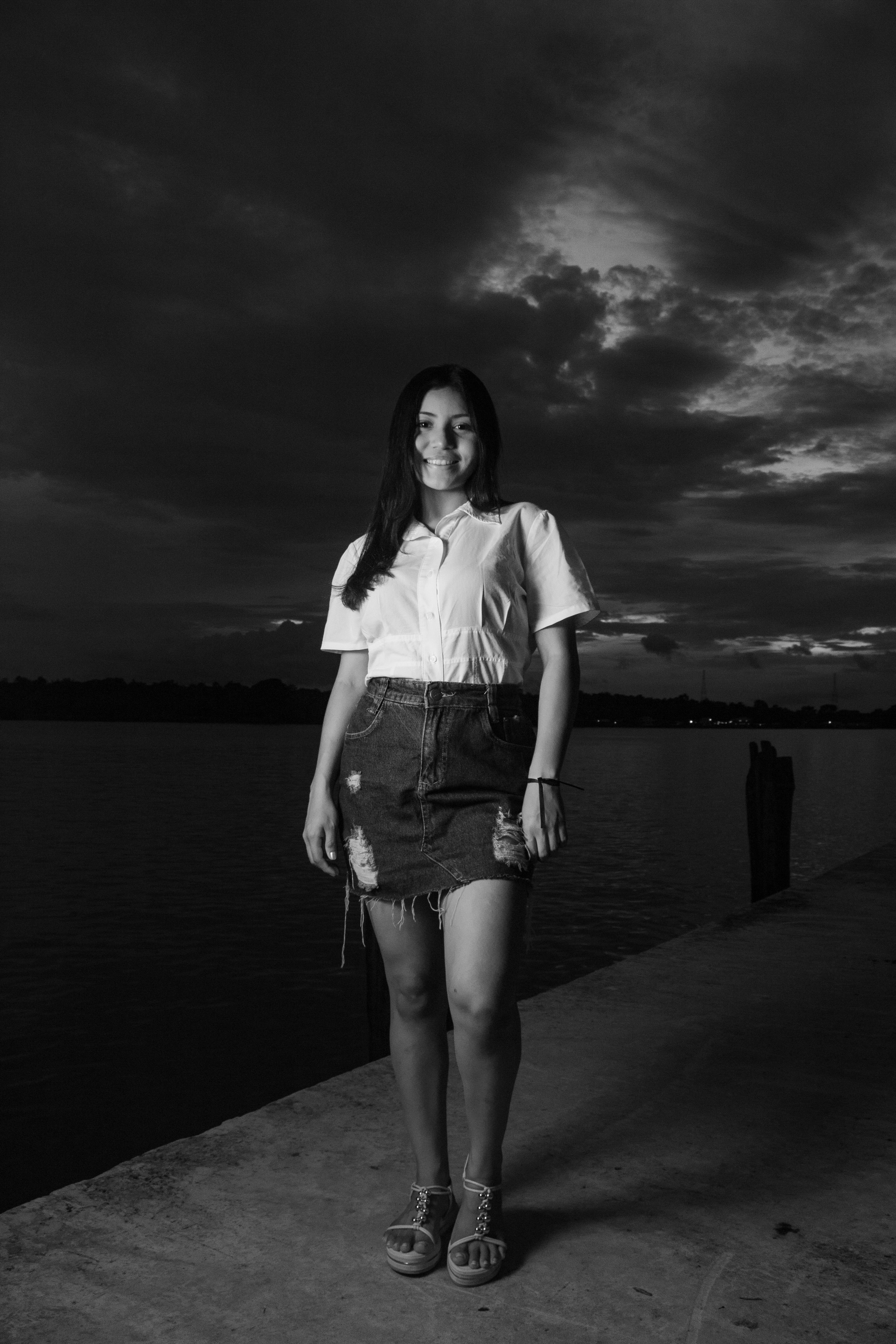 Black and White Portrait of Woman by River · Free Stock Photo