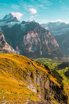 Breathtaking view of Grindelwald with the majestic Swiss Alps, perfect for nature enthusiasts.