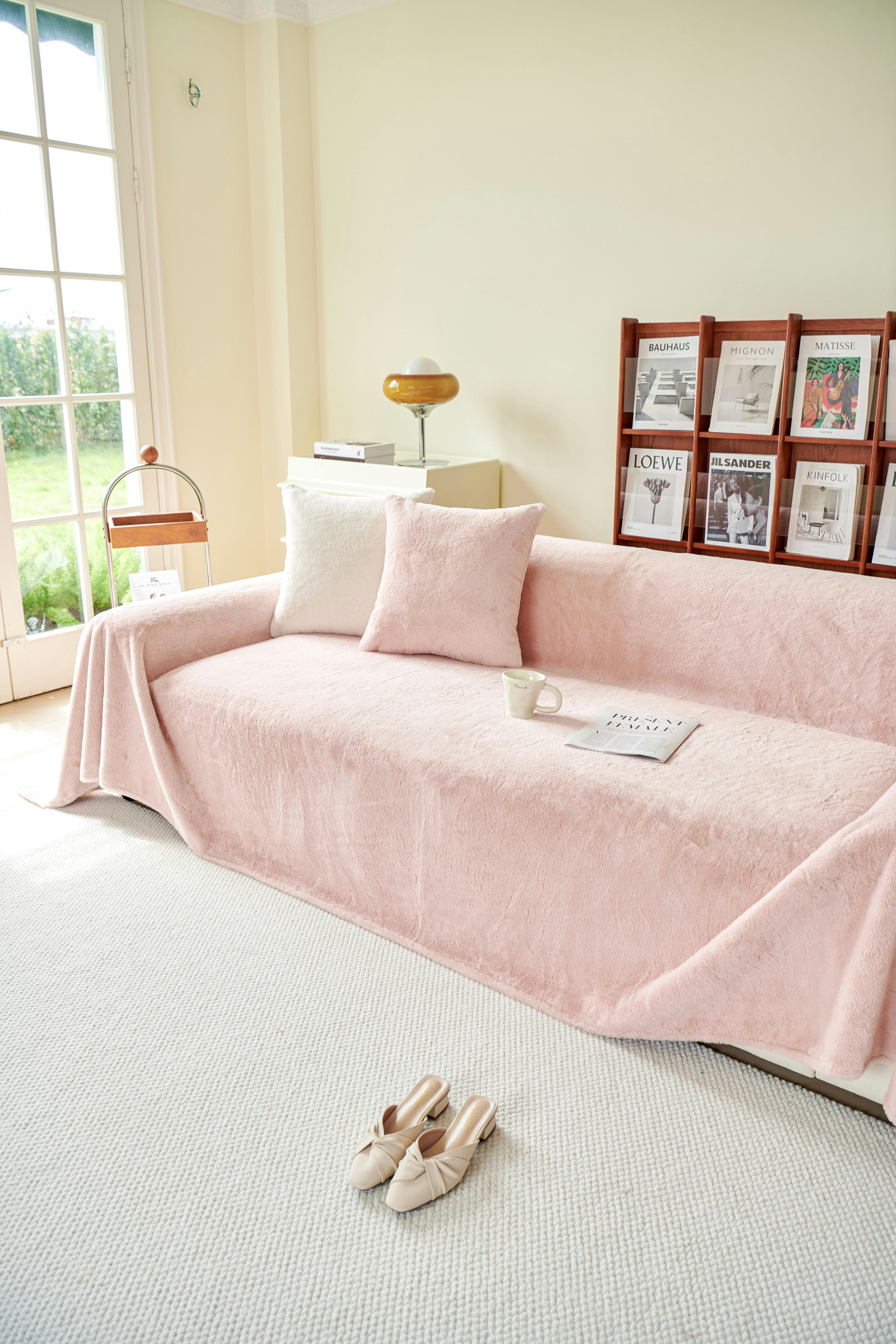 Gratuit Sufragerie confortabilă cu husă de canapea roz modernă, decor și lumină naturală. Fotografie de stoc