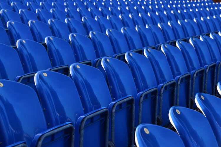 Vacant Blue Chairs With No People