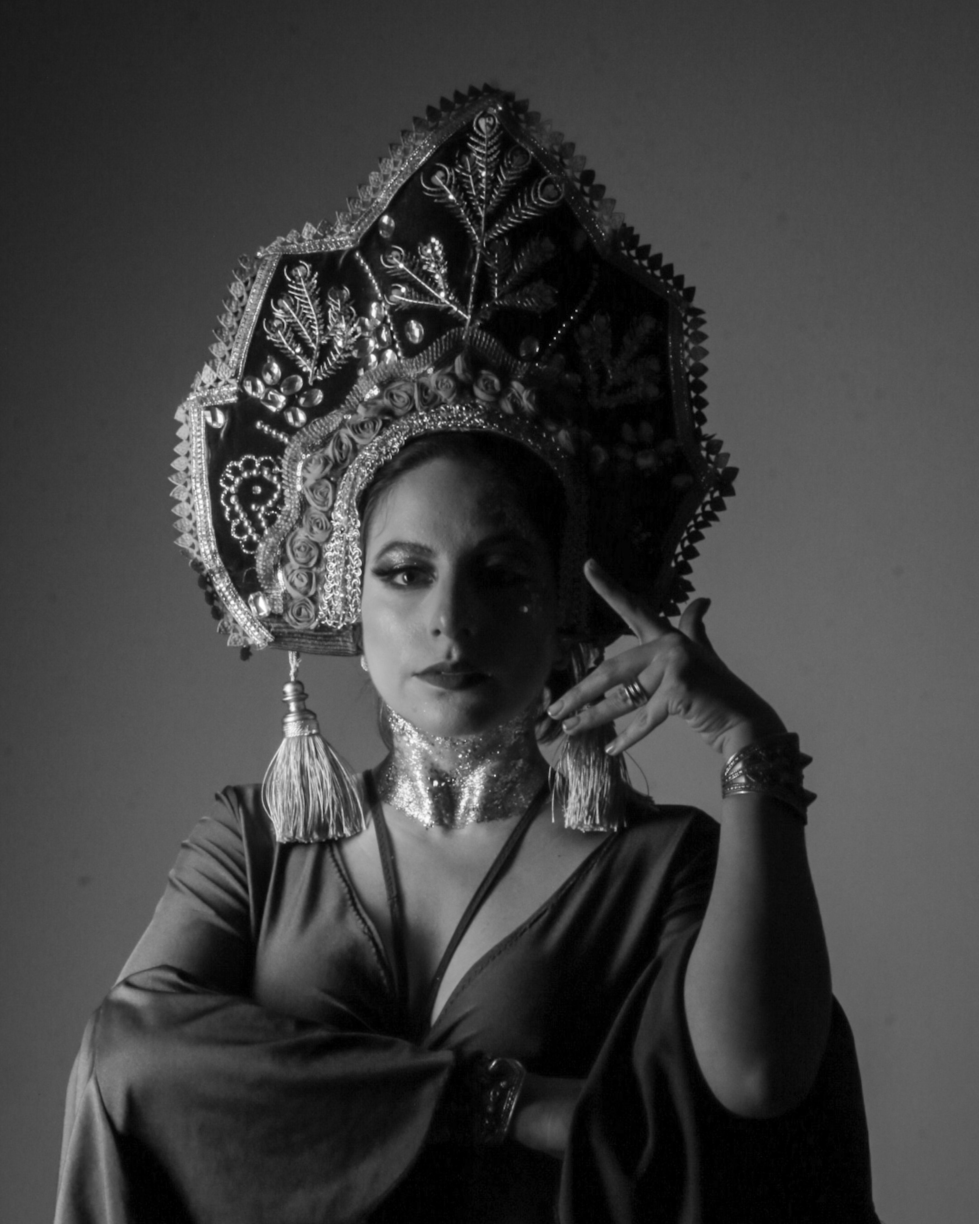 Black and White Portrait of Woman in Traditional Headdress · Free Stock ...