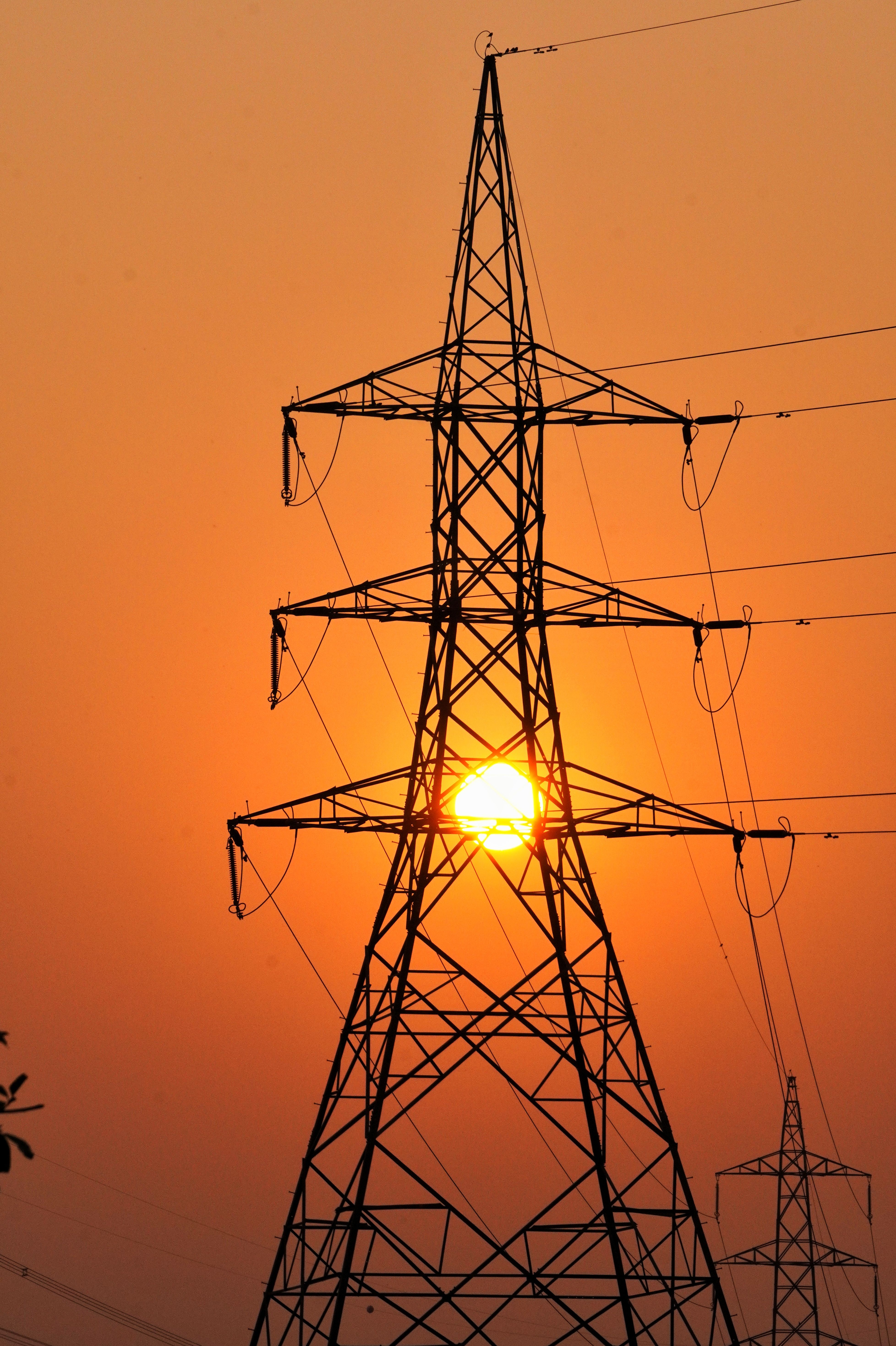 Dramatic Sunset Behind Power Lines in Kolkata · Free Stock Photo