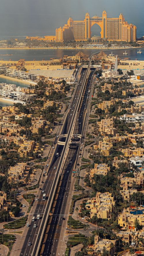 Free Stunning aerial view of Atlantis The Palm hotel, showcasing luxurious architecture in Dubai. Stock Photo