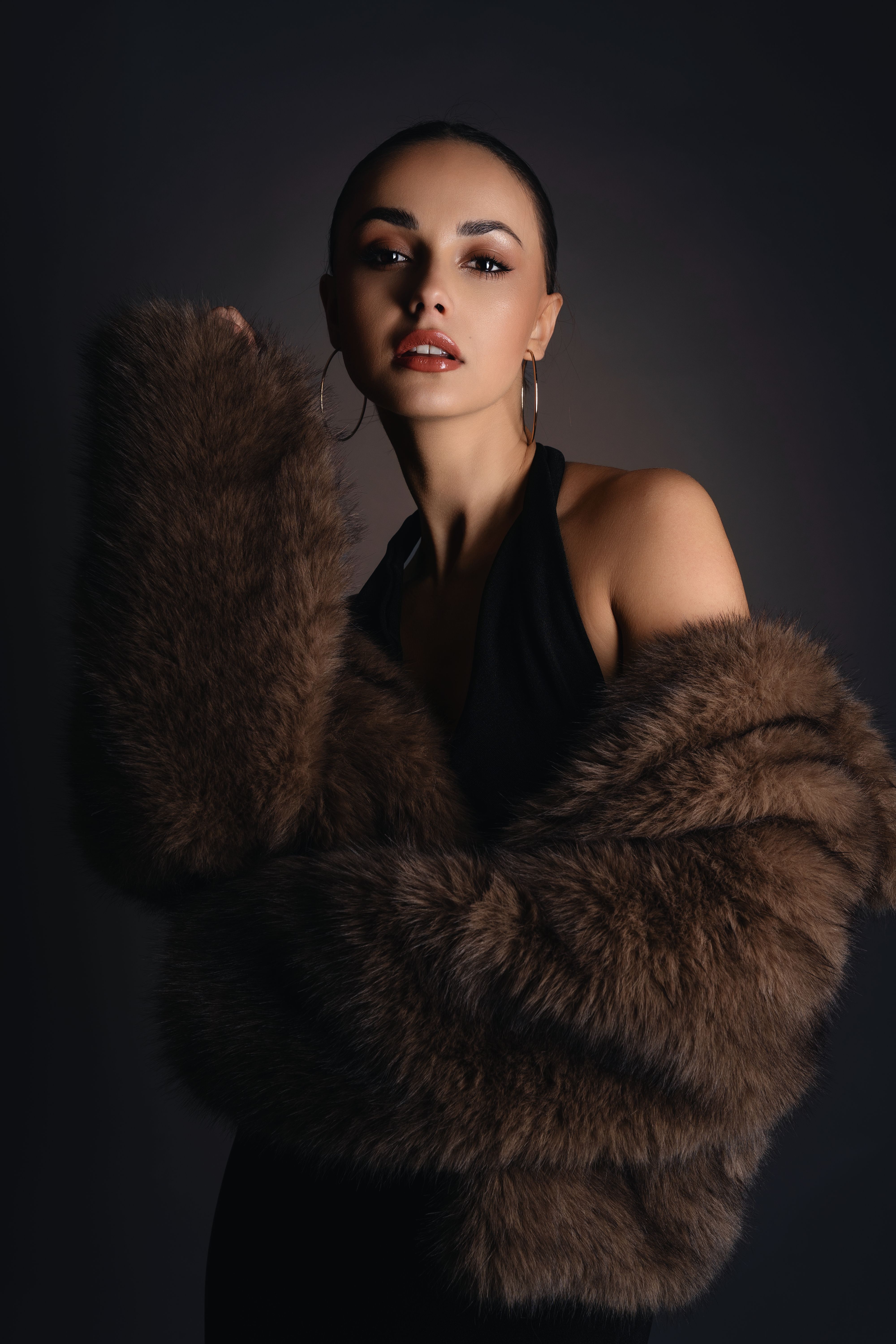 Retrato De Una Mujer Elegante Con Un Lujoso Abrigo De Piel · Foto de ...
