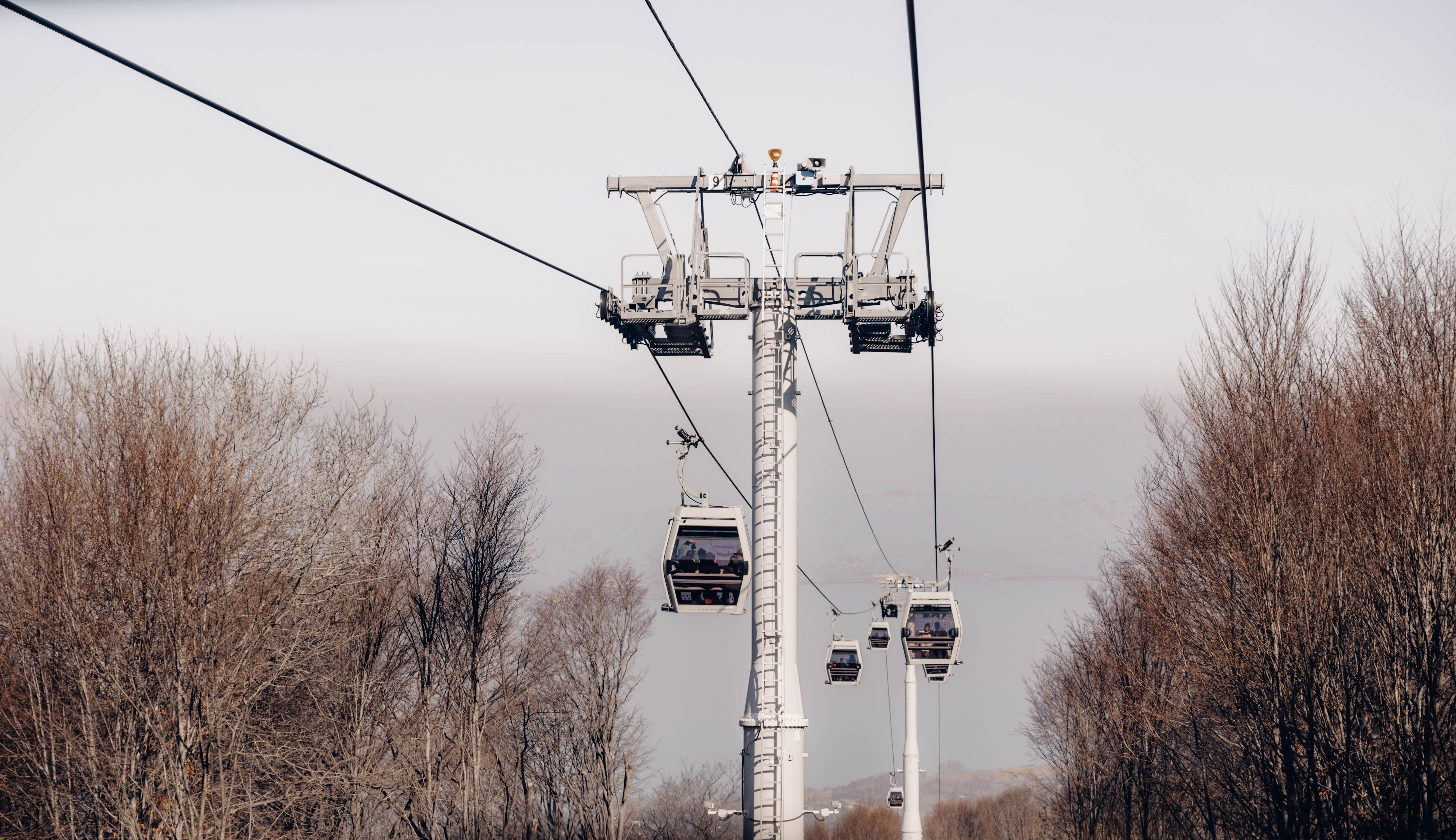 Dajti Ekspres cable car ascending a mountain near Tirana, Albania