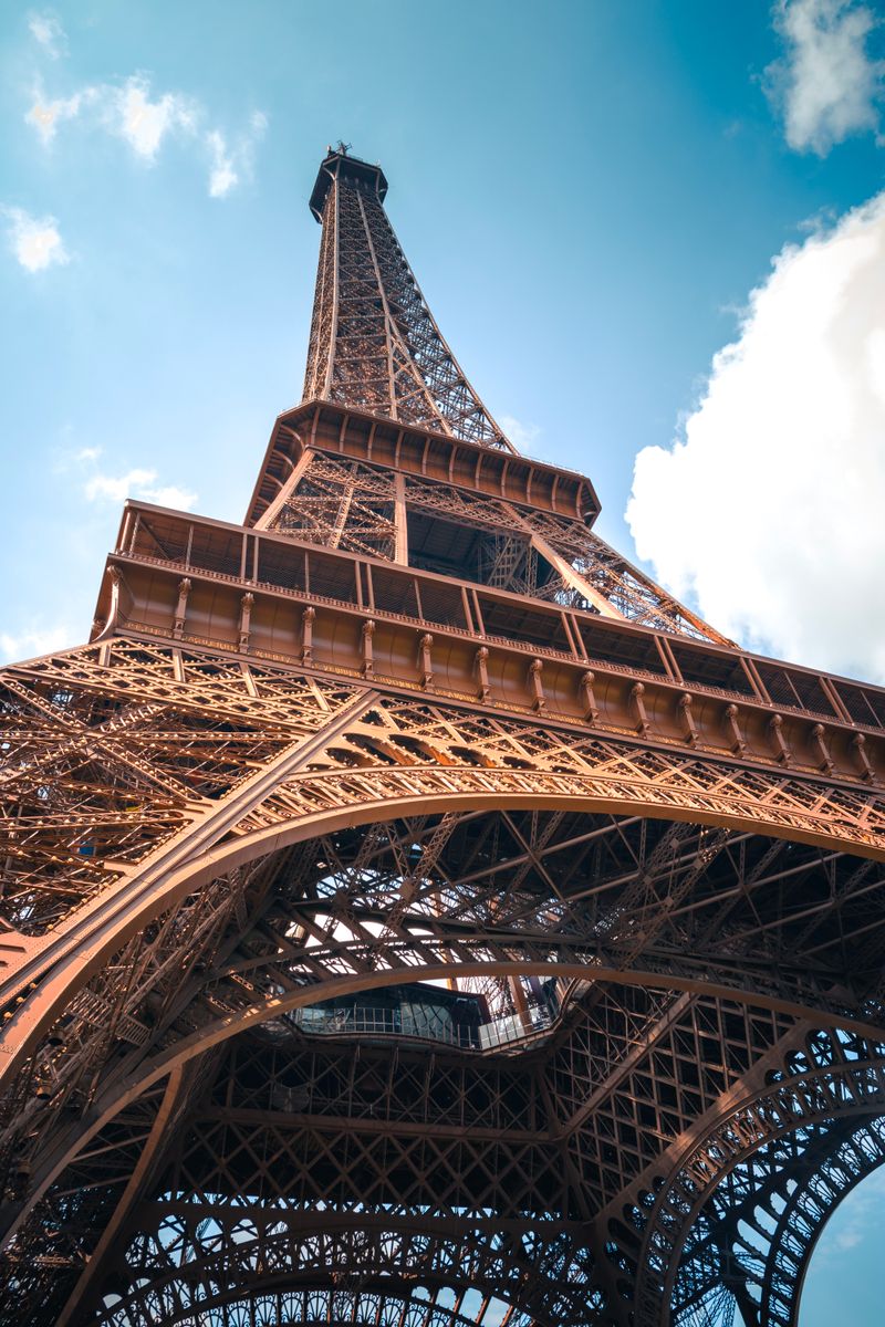 Eiffel Tower in Paris against a clear sky