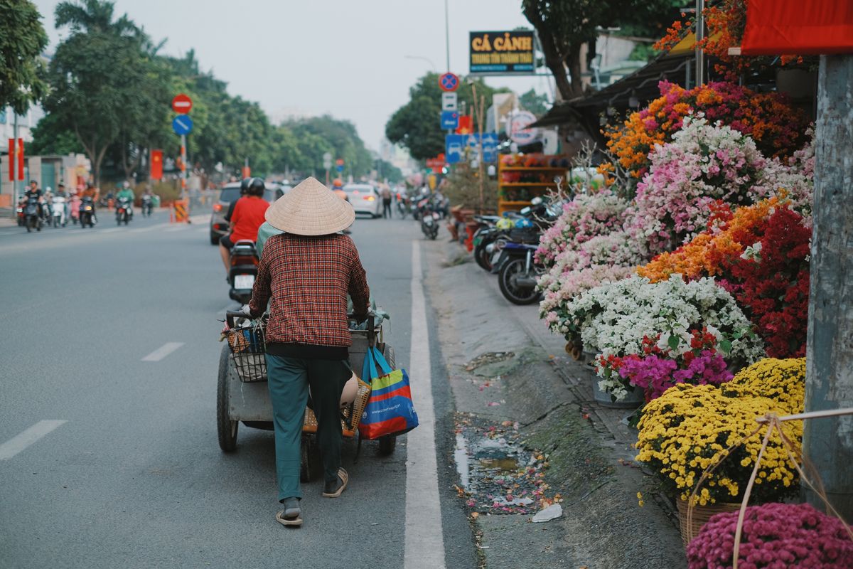 Tet flower market in Vietnam.