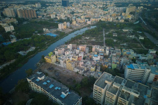Aerial photograph showcasing urban architecture in Hyderabad, India, during daytime.