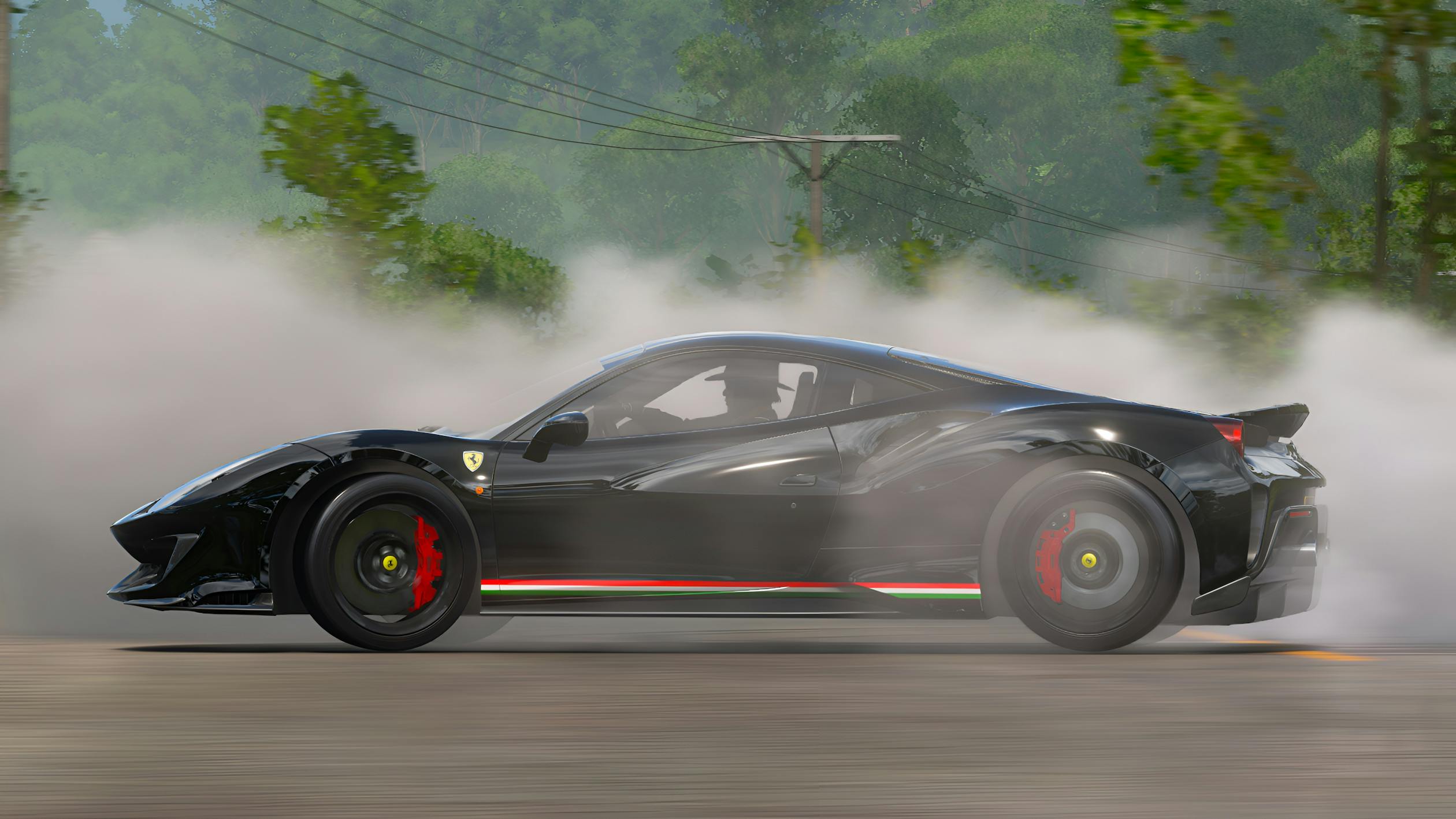 Sleek Black Sports Car Racing on Smoky Road · Free Stock Photo