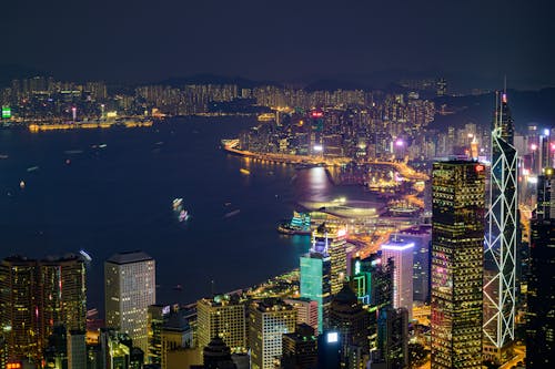 Free Photo of Hong Kong Skyline at Night Stock Photo