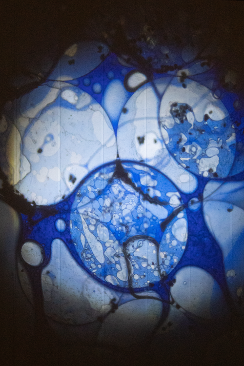 Free Close-up of beautiful blue and white oil patterns forming abstract art. Stock Photo