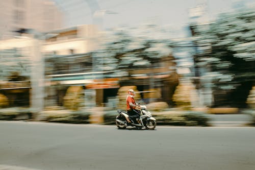 Free Running Motorcycle on Road Stock Photo