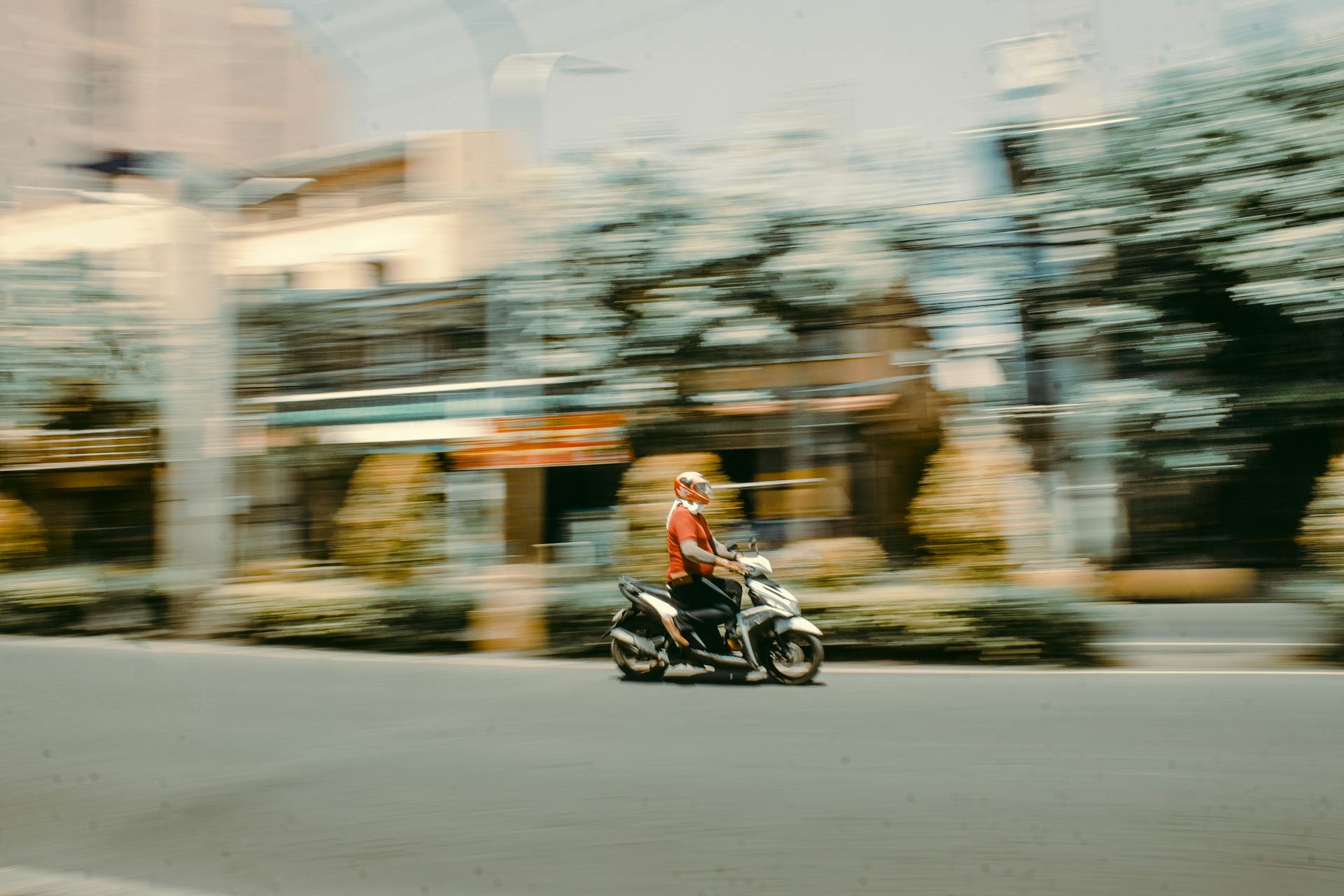 Running Motorcycle on Road