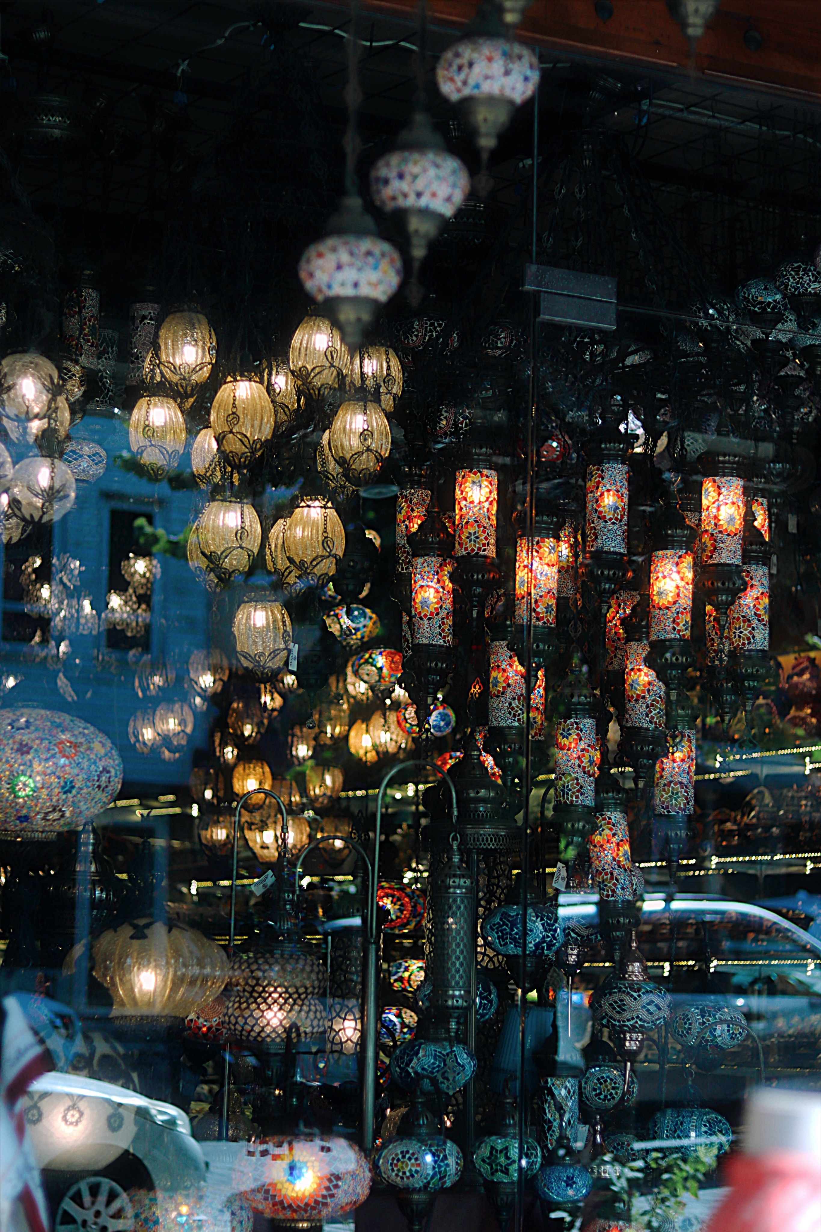 Vibrant Display of Turkish Mosaic Lanterns · Free Stock Photo — free download