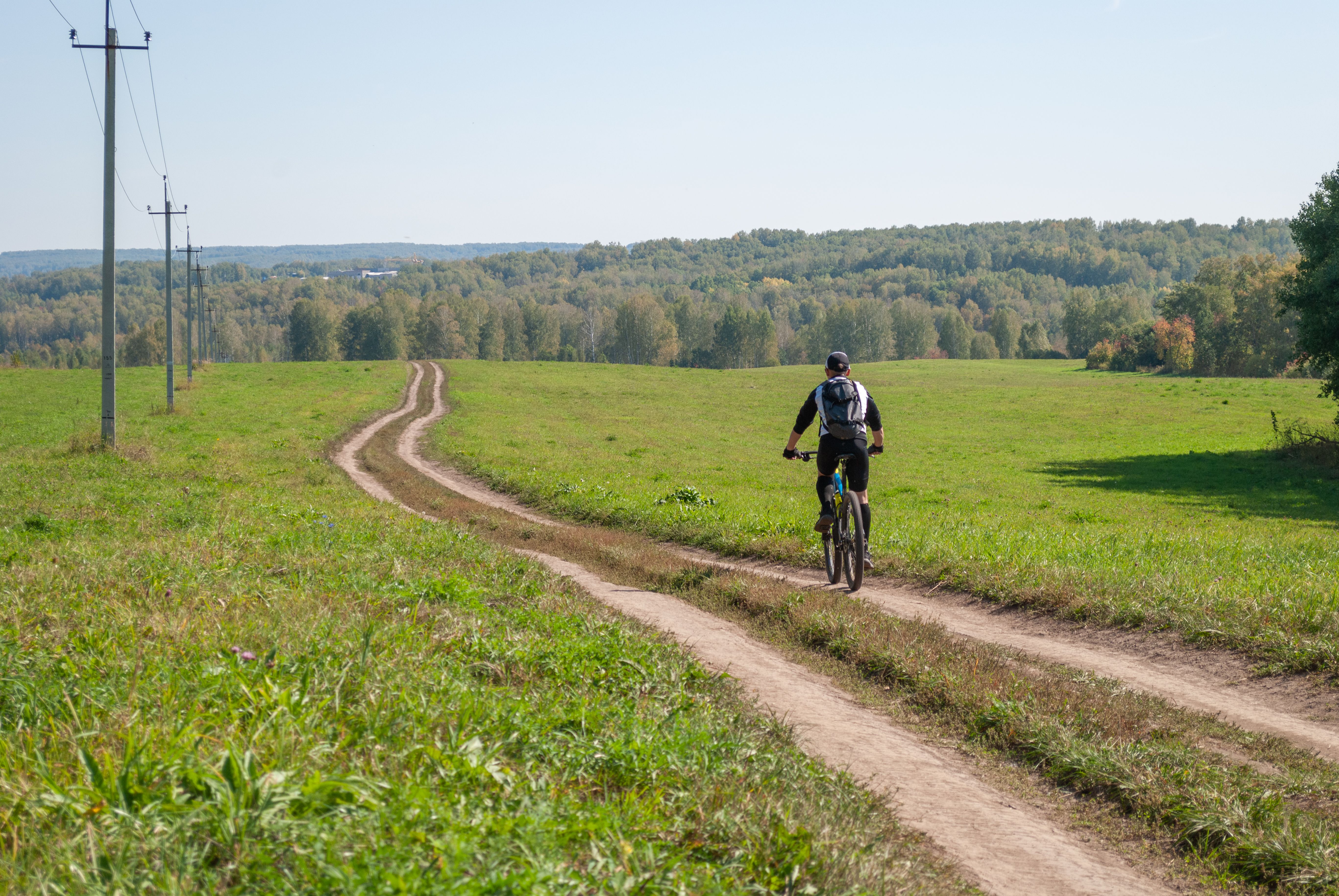 Mountainbike auf Waldweg mit Rheinblick
