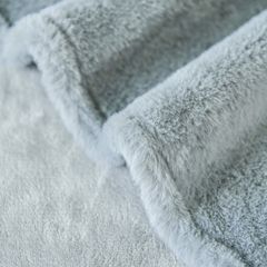 Close-up of soft light grey fleece in folds