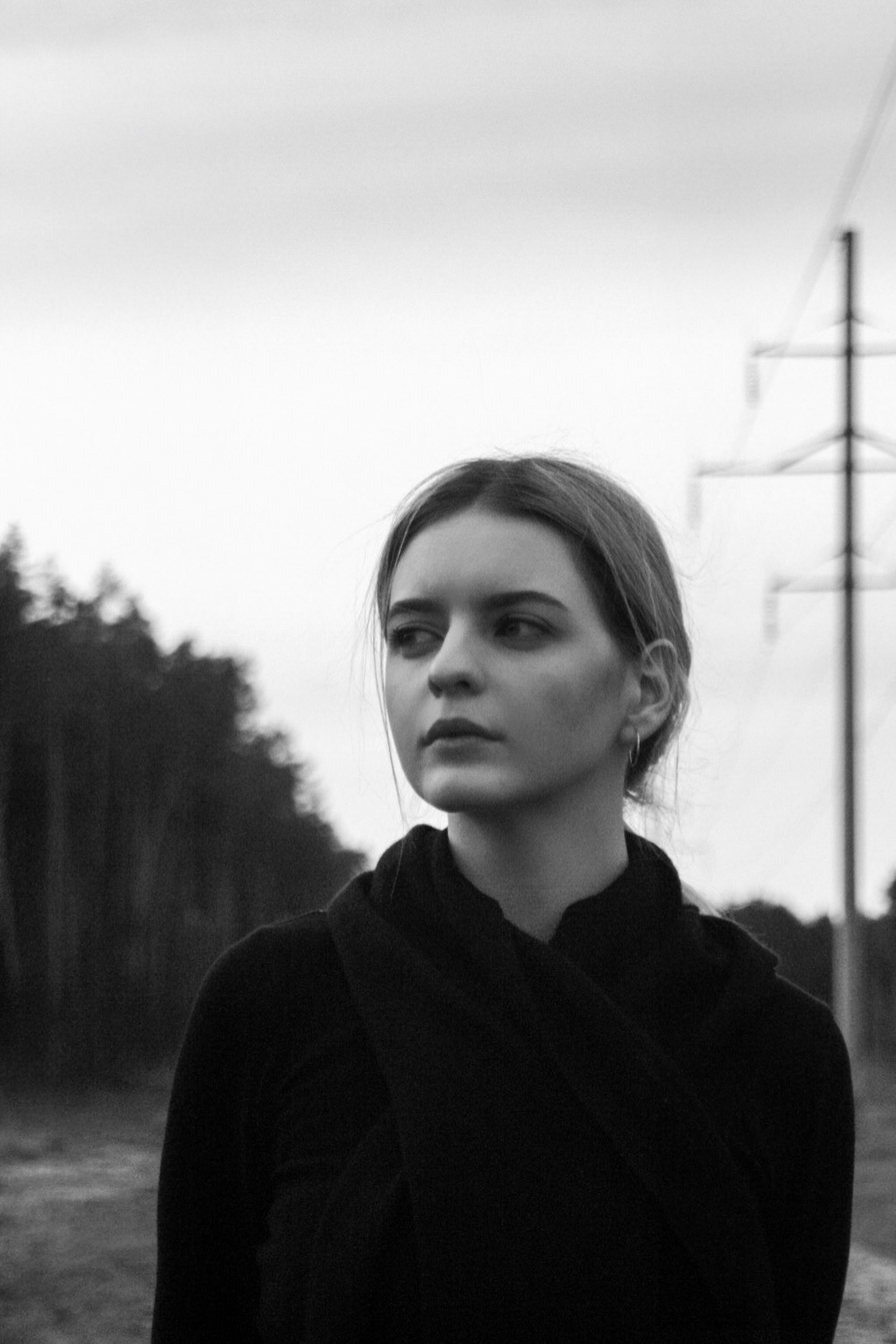 Moody Black and White Outdoor Portrait of a Woman · Free Stock Photo