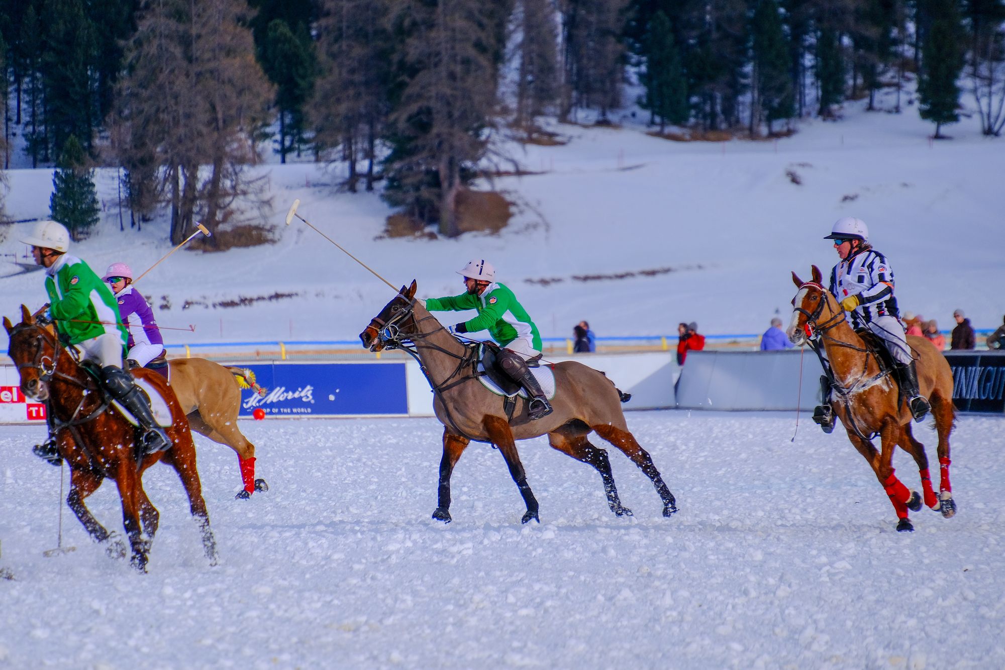 Snow polo on the frozen lake at St Moritz, Engadin