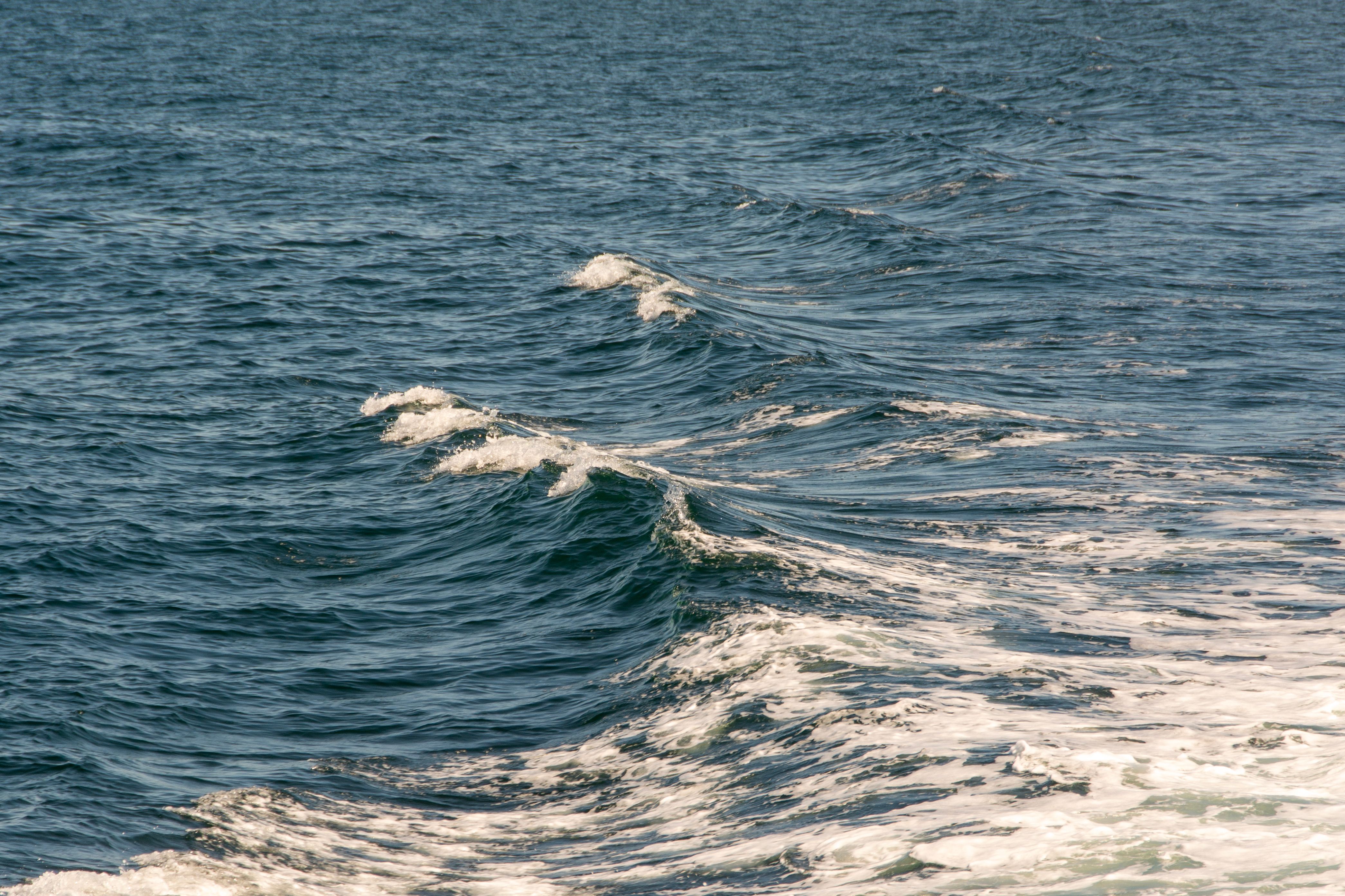 Tranquil ocean waves creating gentle patterns on the blue sea surface.