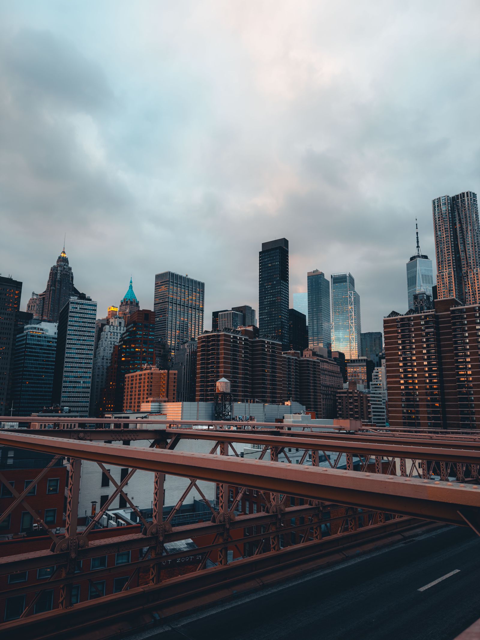 New York City skyline at dusk