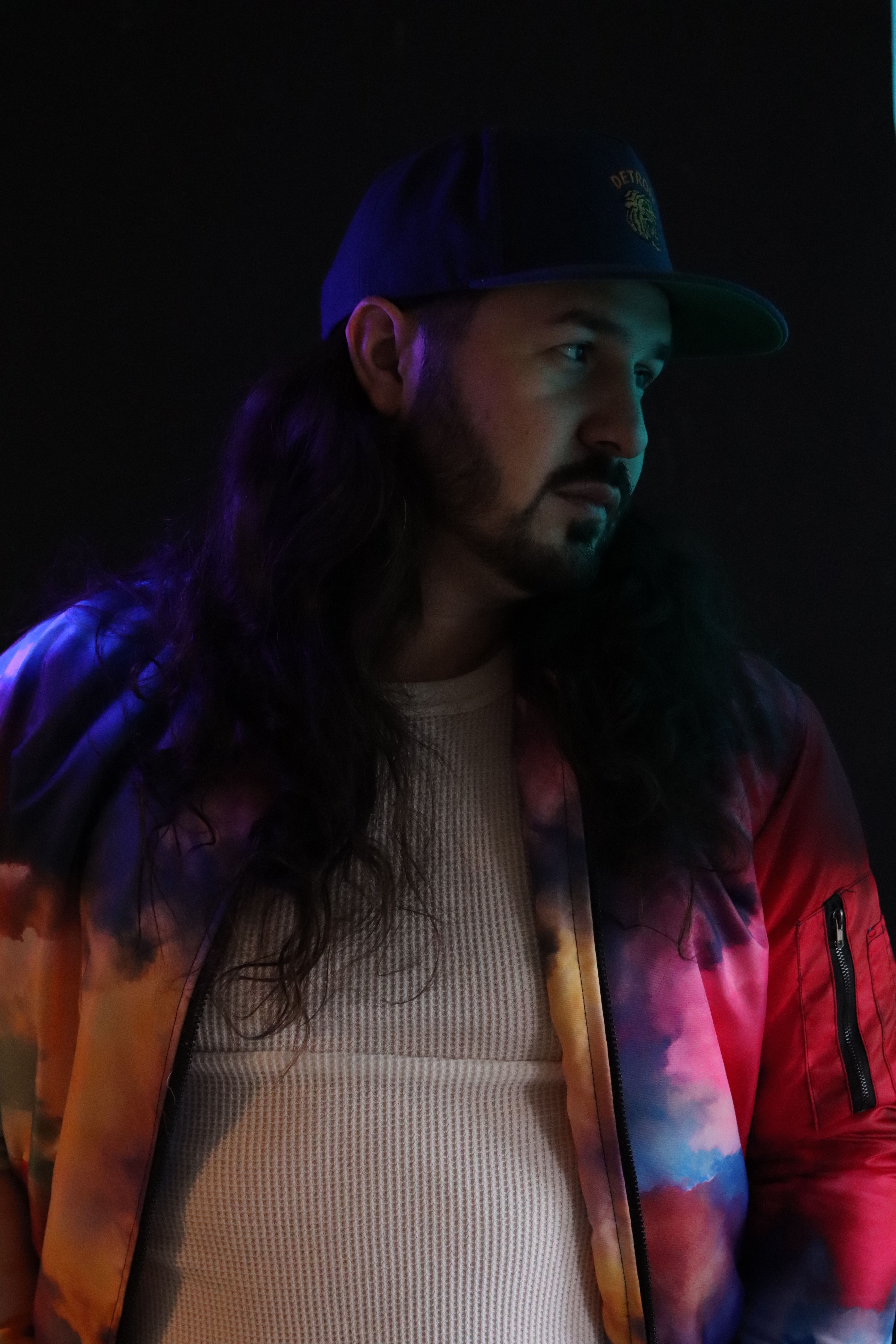Artistic portrait of an urban musician