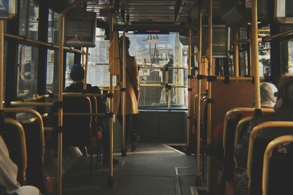 Interior of an airport transfer bus