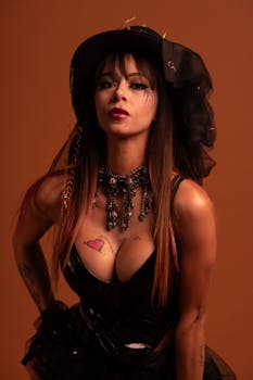 Artistic steampunk cosplay portrait featuring a young woman with detailed makeup and accessories.