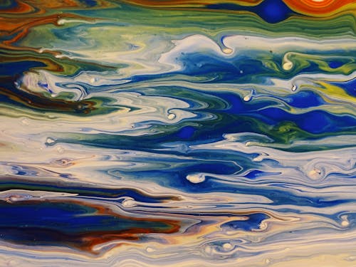 бесплатная Синяя и разноцветная абстрактная живопись Стоковое фото
