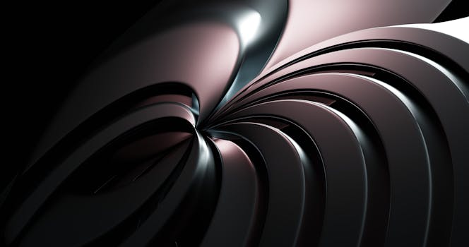 Intriguing abstract image of metallic spirals with a dark and moody ambiance.