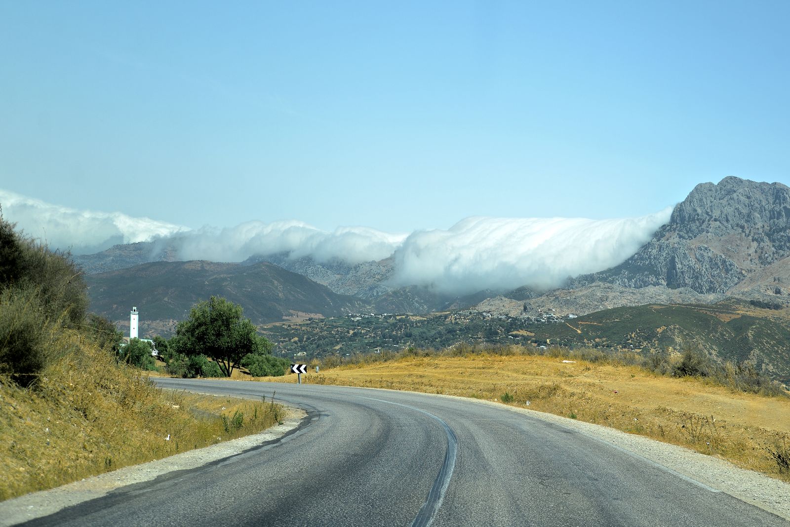 Winding scenic road through the Rif Mountains near Chefchaouen Morocco