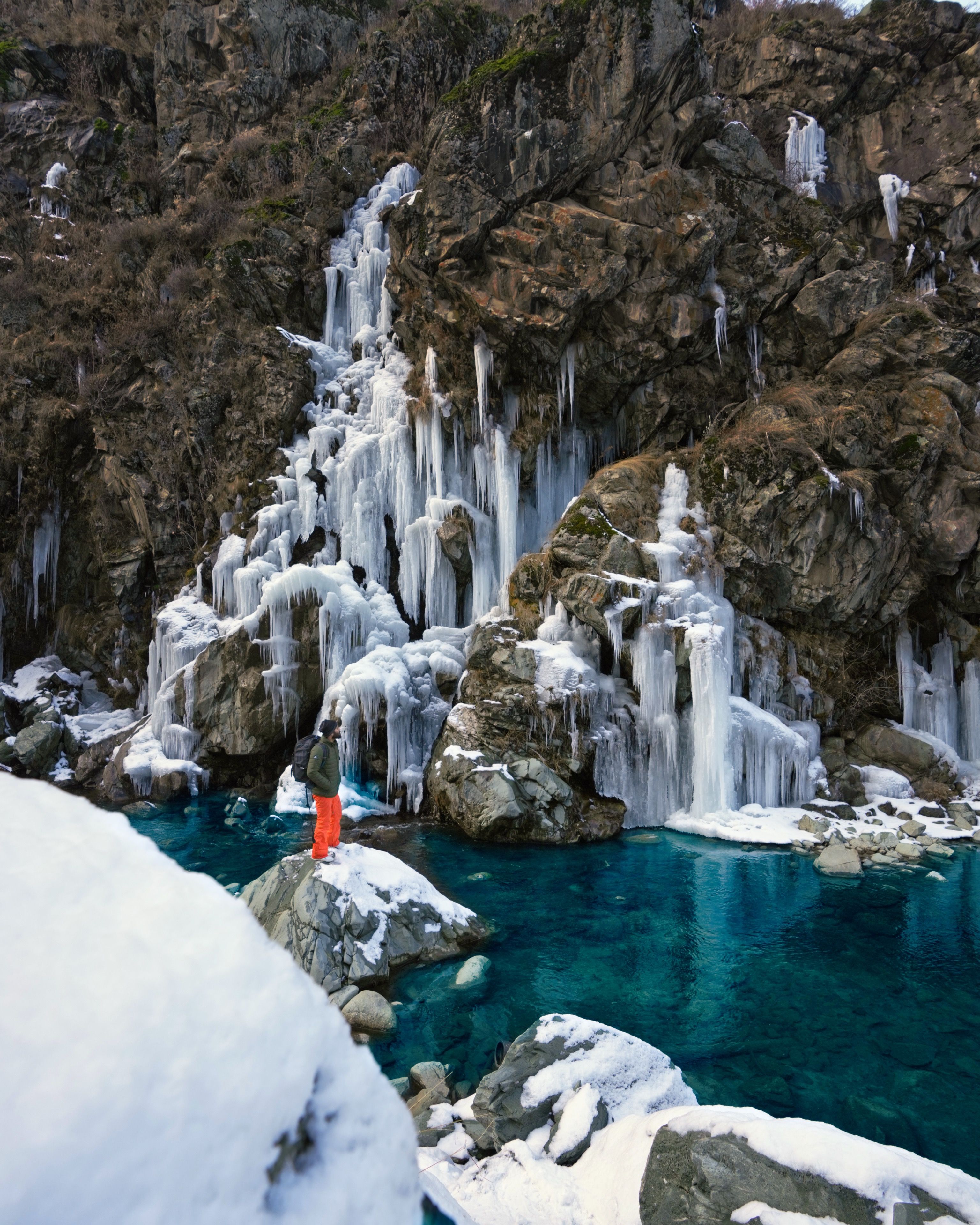 Majestic Frozen Waterfall in Winter Landscape · Free Stock Photo