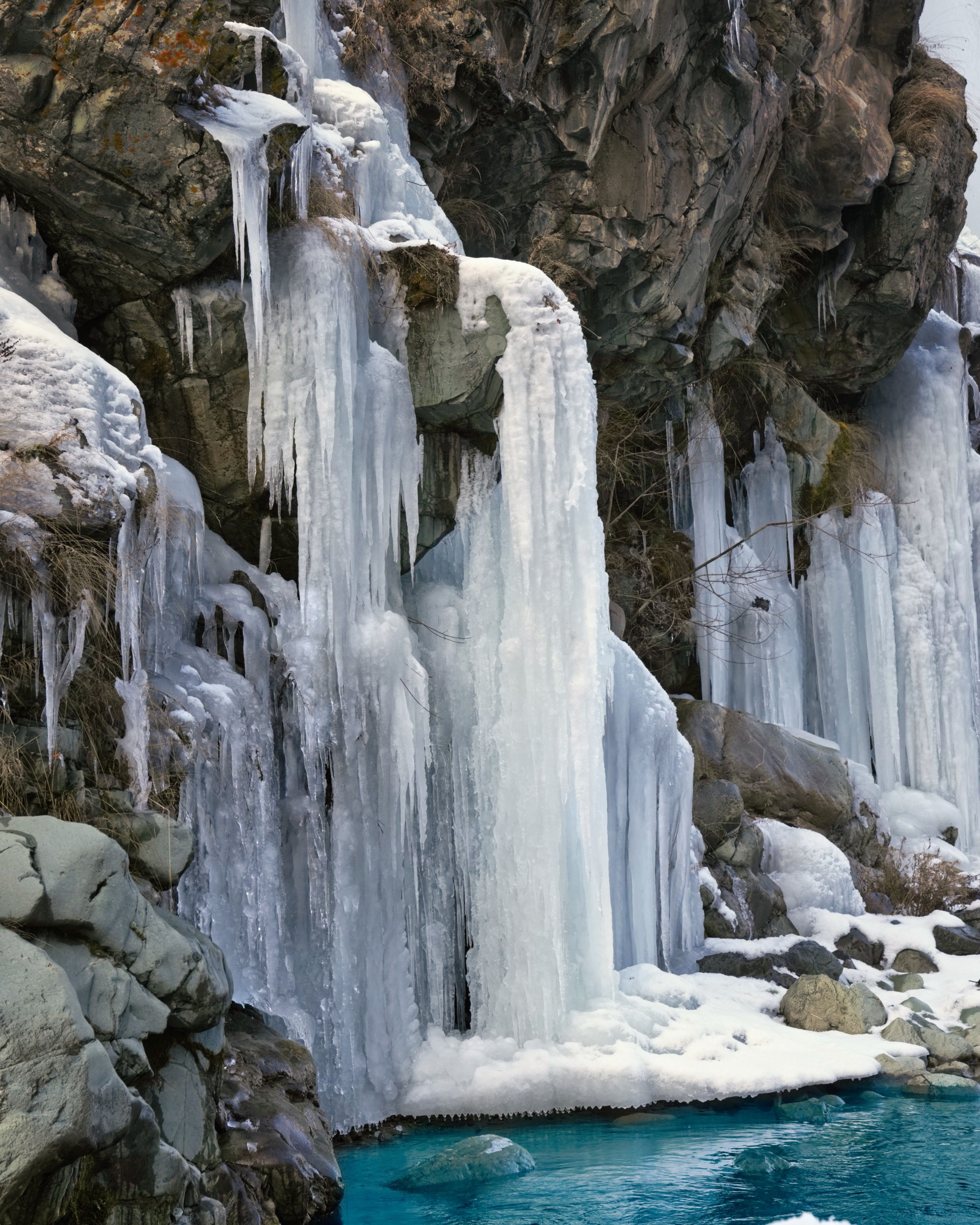 Majestic Frozen Waterfall in Winter Landscape · Free Stock Photo