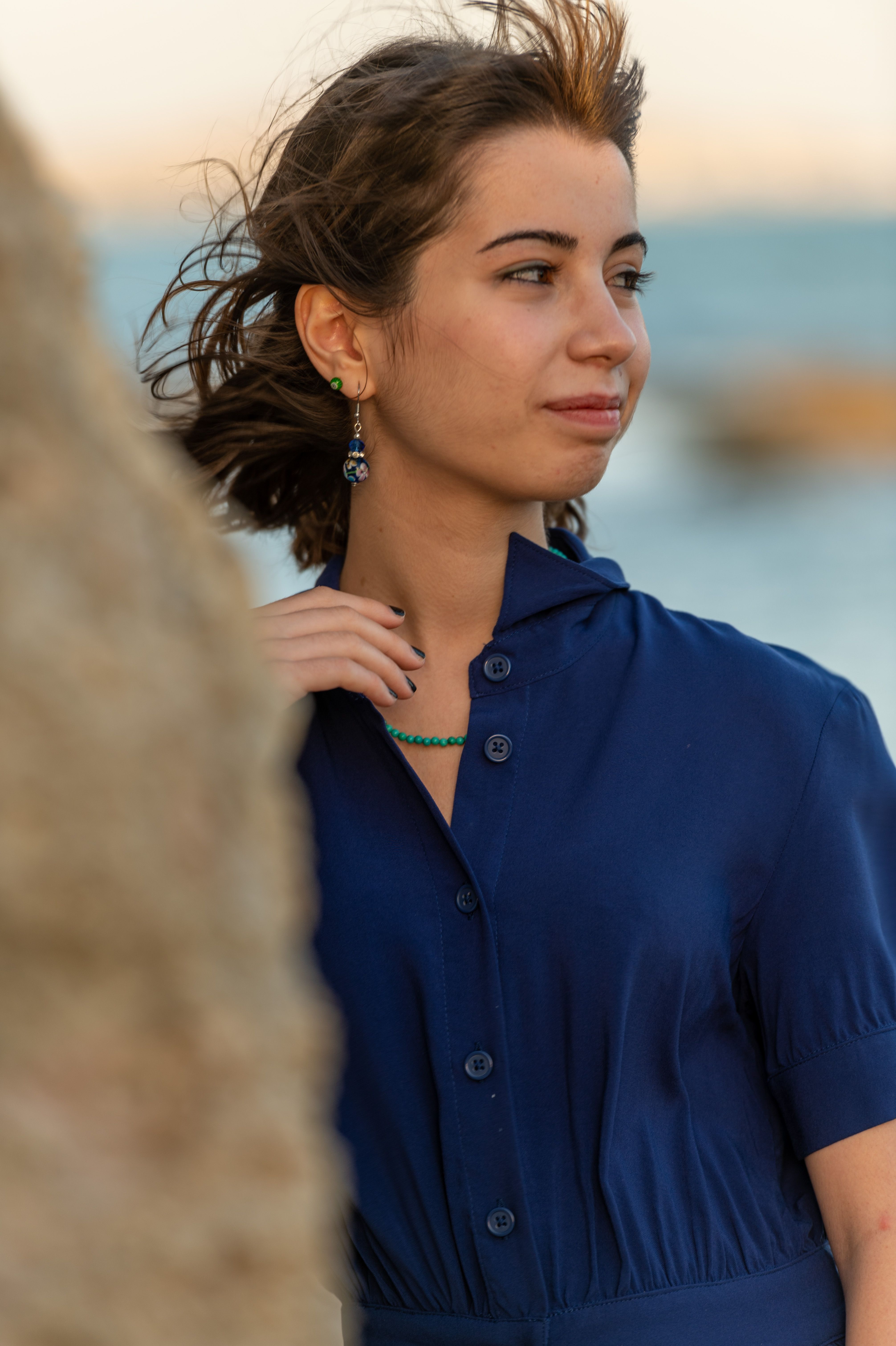 Woman in Blue Dress by the Seaside · Free Stock Photo