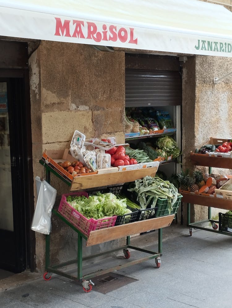 Street Market Vegetable Stand With Fresh Produce