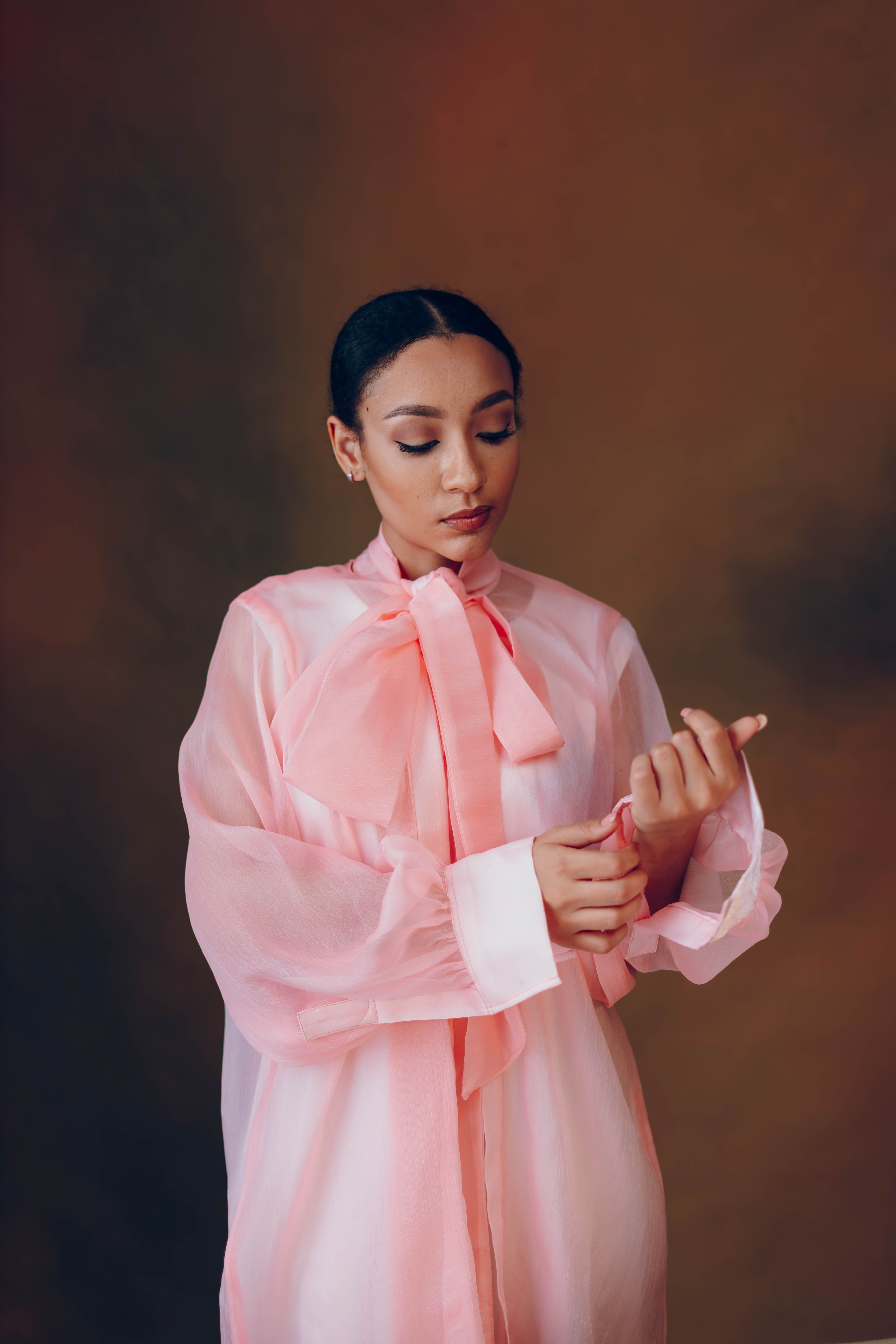 pink sheer blouse