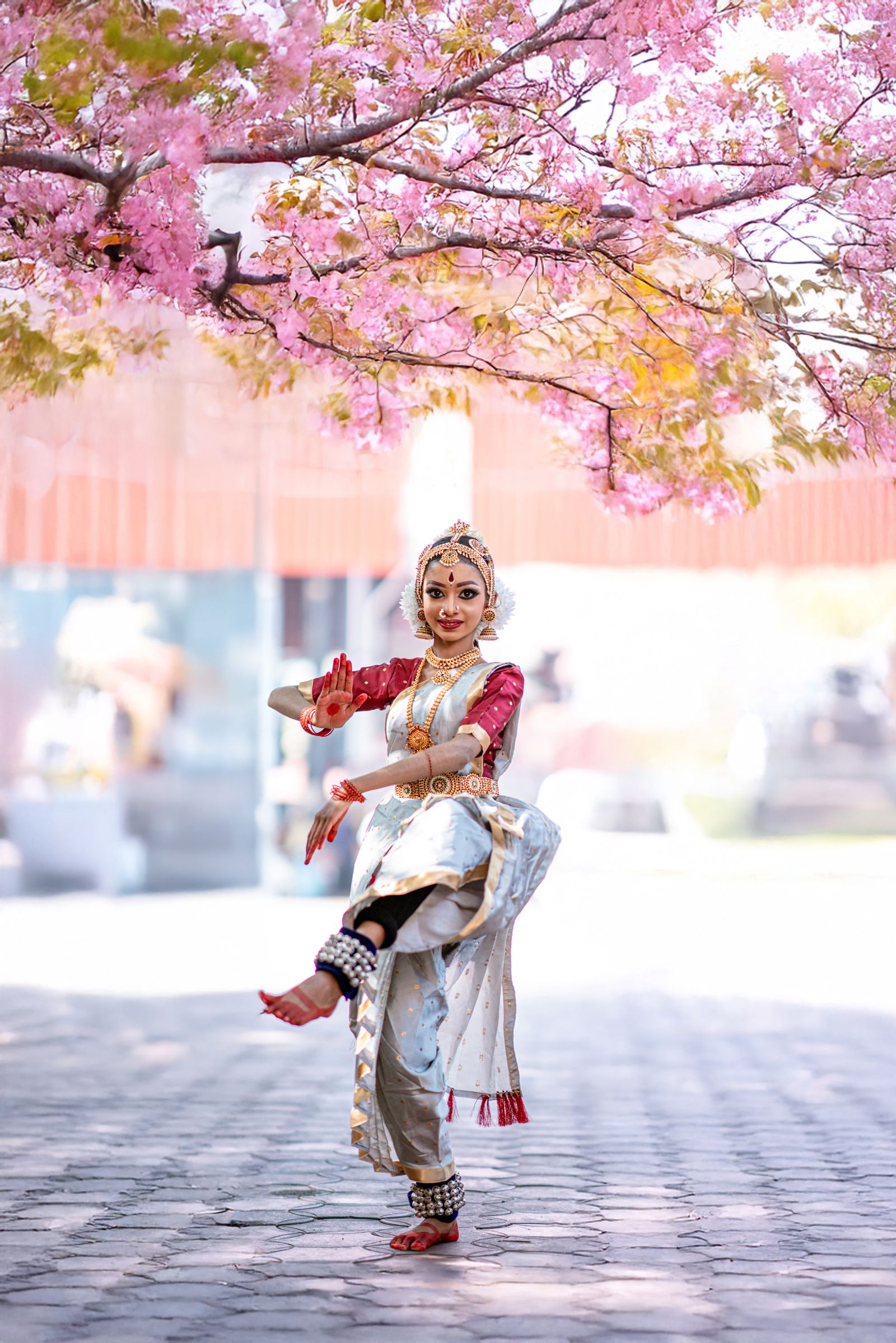 Dancer performing a dynamic move on stage