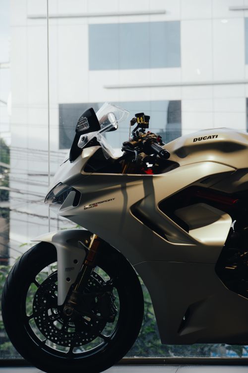 Free A stylish Ducati motorcycle showcased indoors in Bengaluru, India. Stock Photo