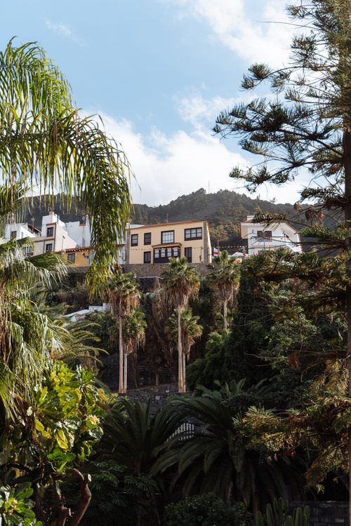 Free Charming view of Spanish village amidst lush greenery on Canary Islands. Stock Photo